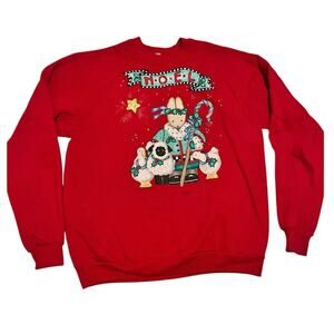 Vintage 1990’s Womens Cottage Core Christmas Holiday Sweatshirt Bunny/Duck/Sheep